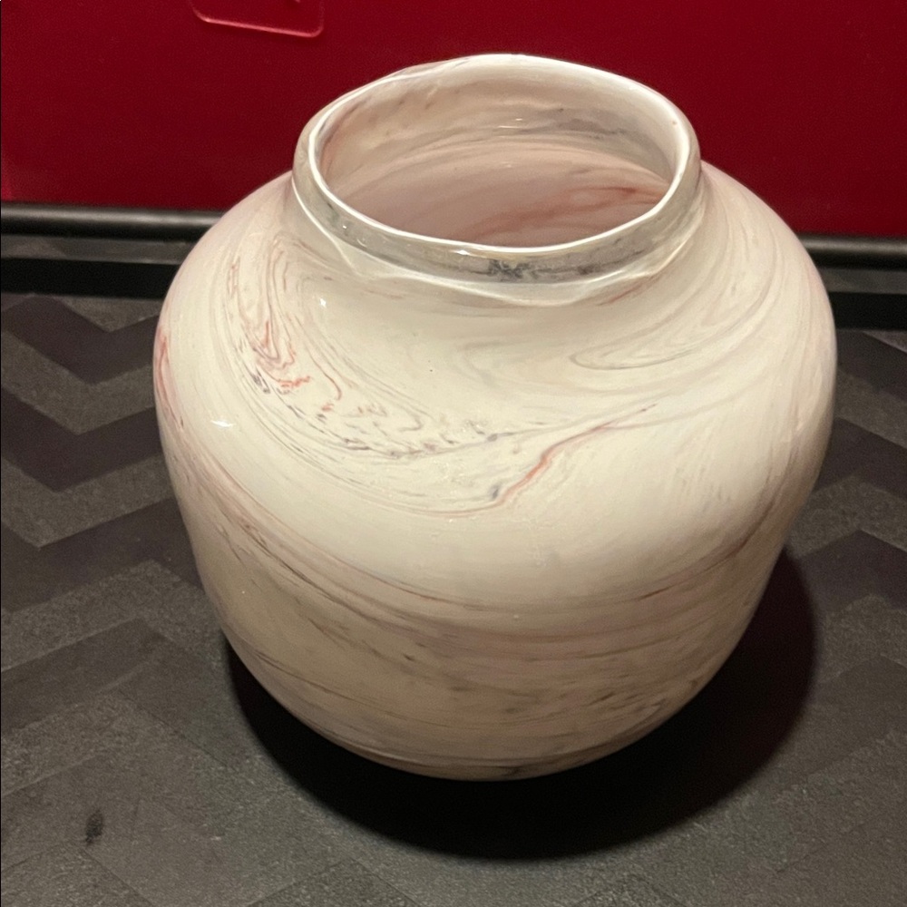Anthropologie White and Pale Pink Marble-Effect Glads Vase